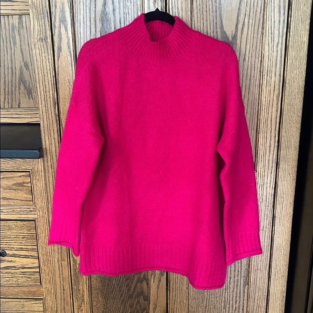 MNG Mango Pink Wool Blend Oversized Mockneck Sweater‎ Small